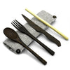 Dark Wood Cutlery Set (Dark grey bag)